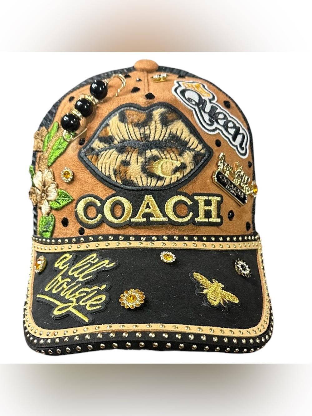 Coach Embellished Tan and Black Women’s Baseball Cap